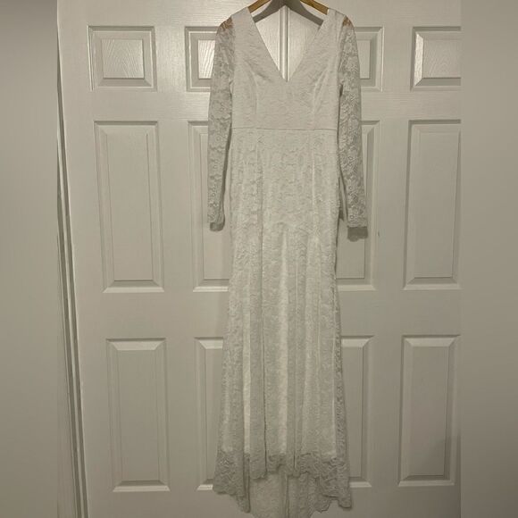 NEW Lulu’s Make it Last Forever White Lace Long Sleeve Mermaid Maxi Dres… - Picture 5 of 6